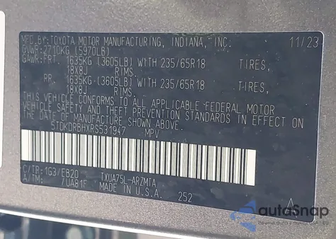 2024 Toyota Highlander Xle from USA, damaged, VIN 5TDKDRBHXRS531947